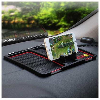 HSR Anti-Slip Dashboard Mobile Holder with Parking Number | Universal Silicone Car Phone Stand (Rotatable & Fixed Models)