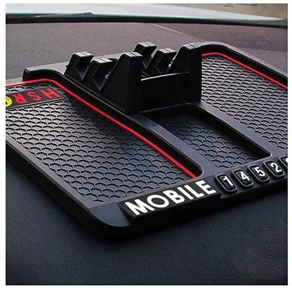 HSR Anti-Slip Dashboard Mobile Holder with Parking Number | Universal Silicone Car Phone Stand (Rotatable & Fixed Models)