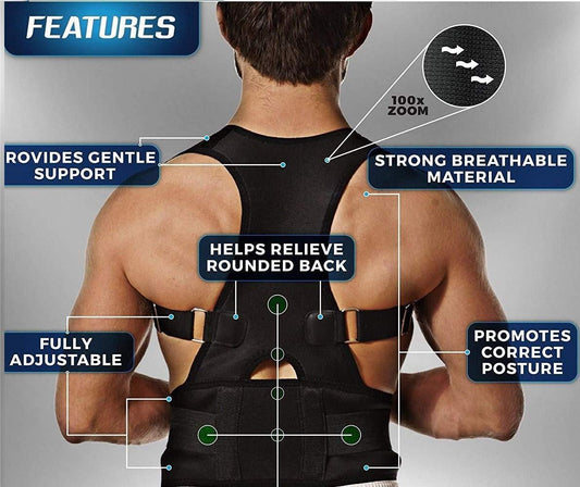 Posture Corrector Belt for Men & Women – Adjustable Back Support Brace for Shoulder Alignment & Pain Relief